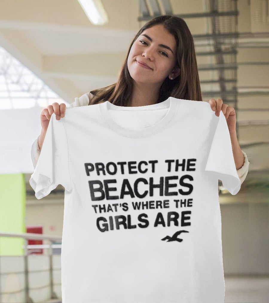 Hollister Co Protect The Beaches Girls Are Flying Seagull T-Shirt