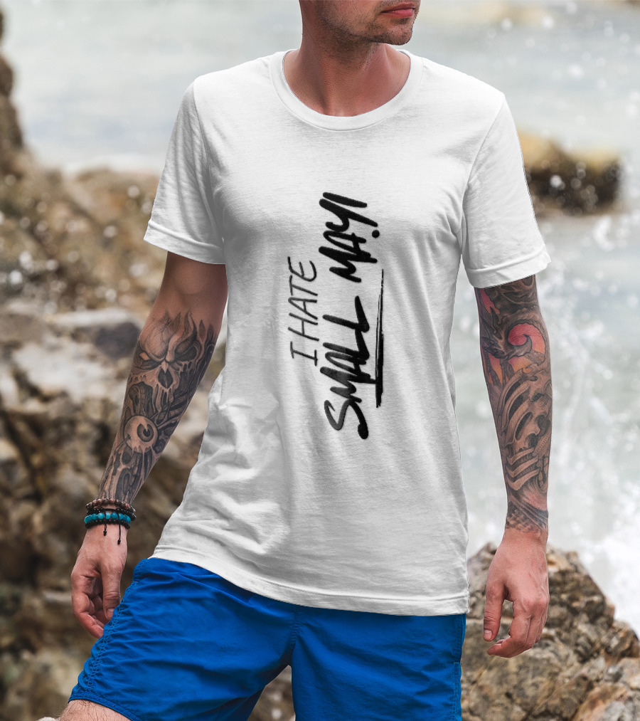 I Hate Small Talk Black Brush Lettering Handwritten Script T-Shirt