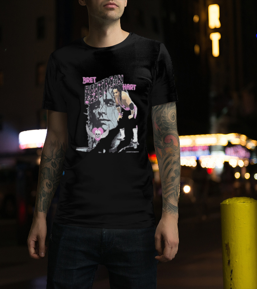 Bret Hart Hitman WWE Wrestling Skull Wings Boots T-Shirt