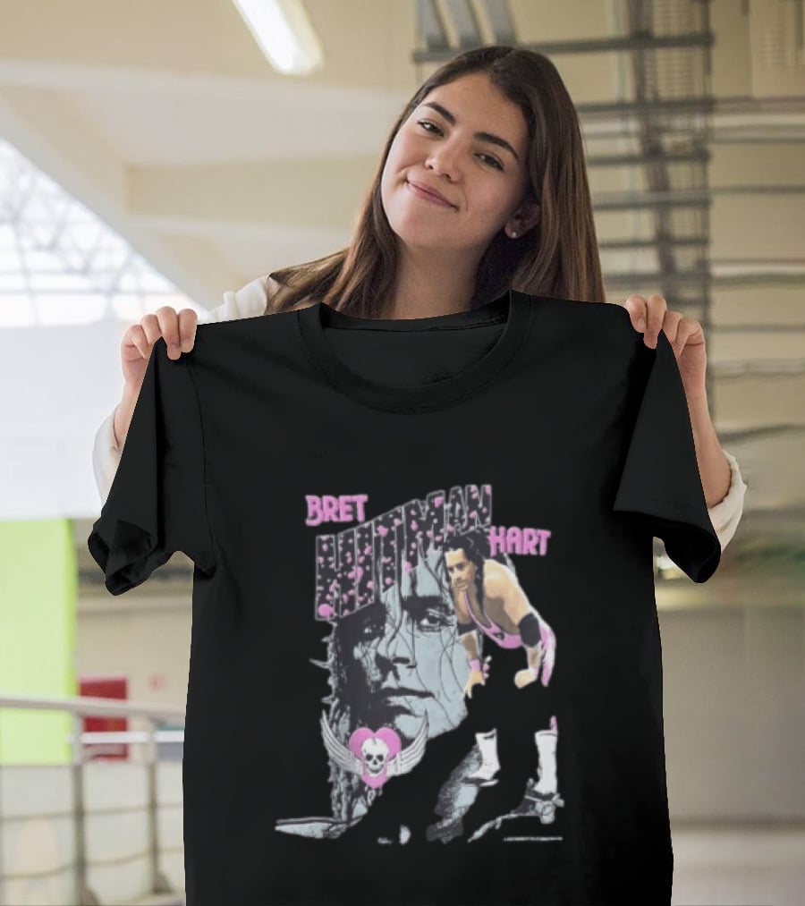 Bret Hart Hitman WWE Wrestling Skull Wings Boots T-Shirt
