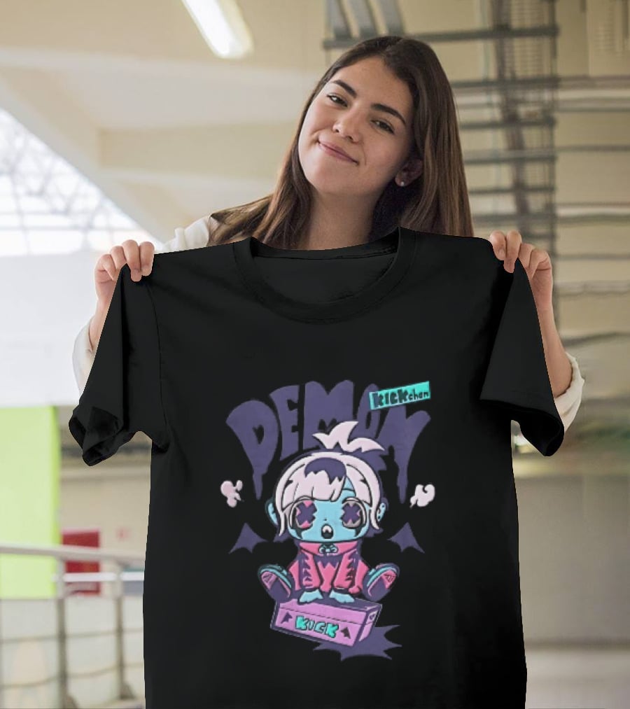 Demon Kick Cartoon Cute Character Pastel Punk Aesthetic T-Shirt