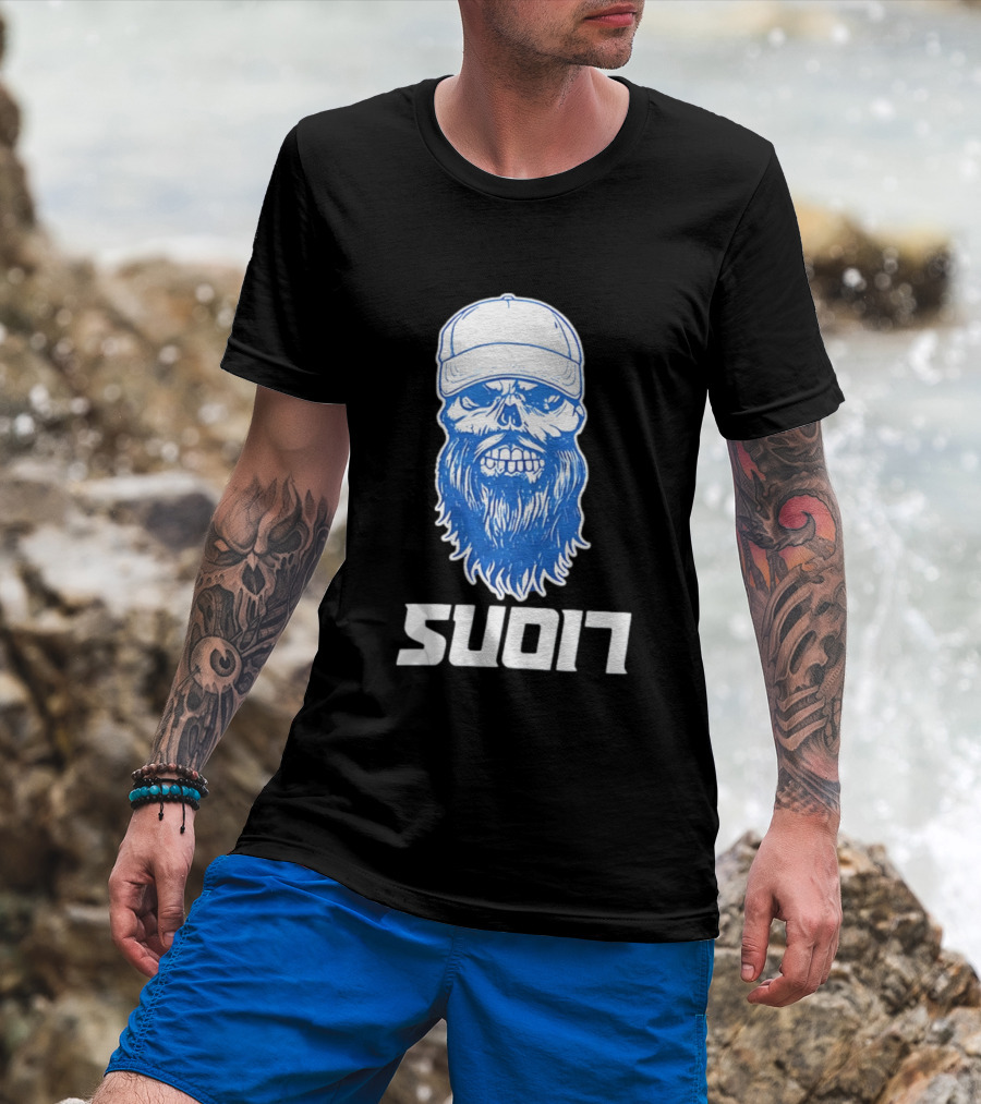 Luke Combs Skull Cap Beard Detroit Lions SUD17 T-Shirt