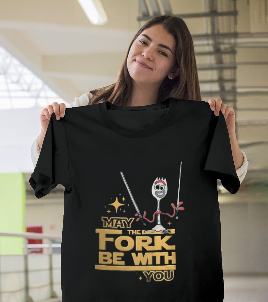 May The Fork Be With You Spork Wielding Lightsabers T-Shirt