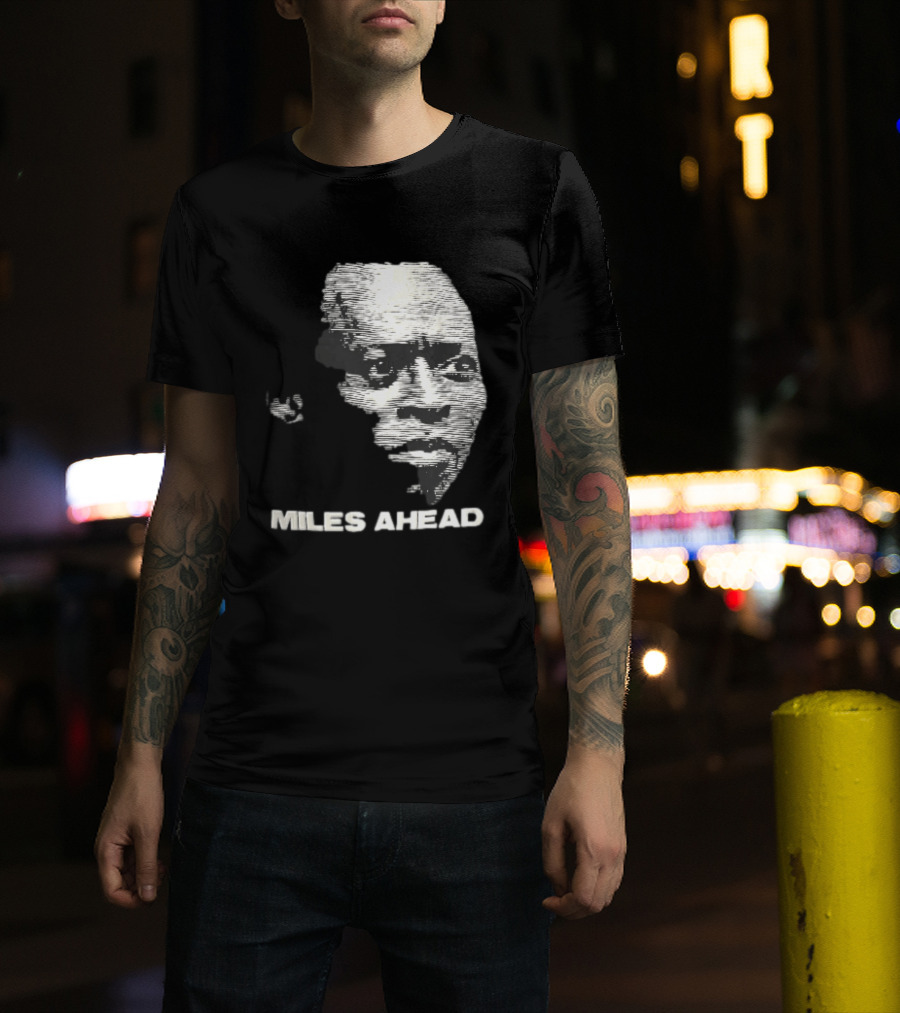 Miles Ahead Face Close Up Horizontal Lines T-Shirt