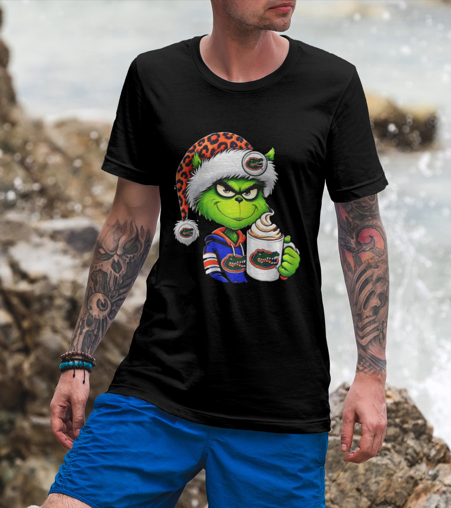 Holiday 2026 Grinch In Florida Gators With Festive And Santa Hat T-Shirt