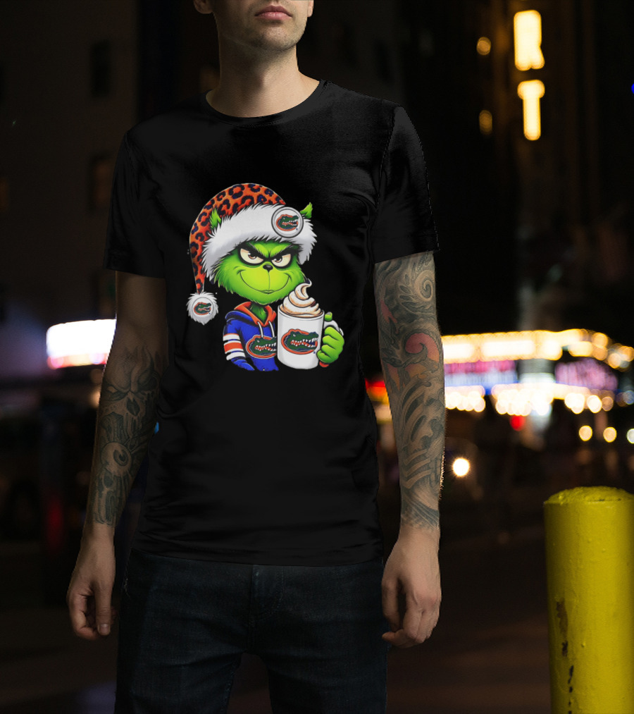 Holiday 2026 Grinch In Florida Gators With Festive And Santa Hat T-Shirt