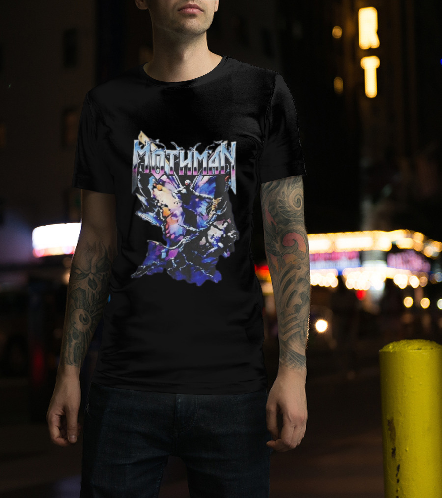 Mothman Glowing Red Eyes Giant Wings Heavy Metal UFO T-Shirt