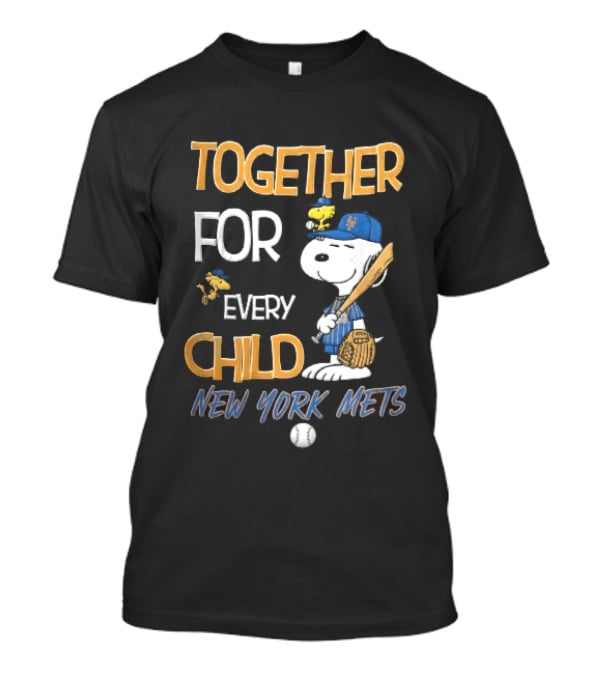 Together For Every Child New York Mets Snoopy Woodstock Baseball Bat Glove T-Shirt