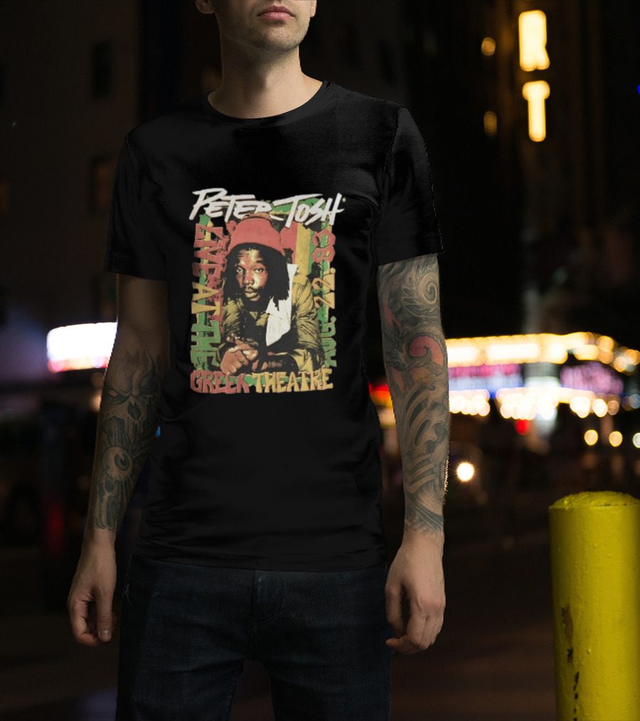 Peter Tosh Live At The Greek Theatre Aug 22 83 Rastafarian Dreadlocked Musician T-Shirt