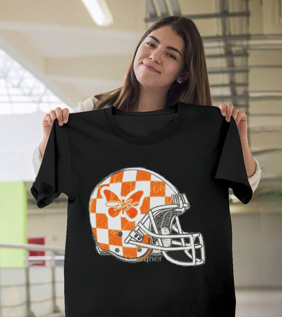 Tennessee Vols Football Helmet Checkerboard Butterfly Dolly Parton Version T-Shirt