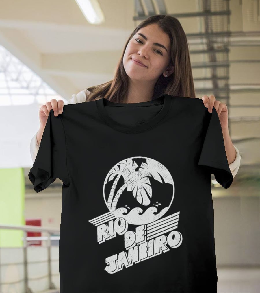 Rio De Janeiro Palm Tree Tropical Waves Circle T-Shirt