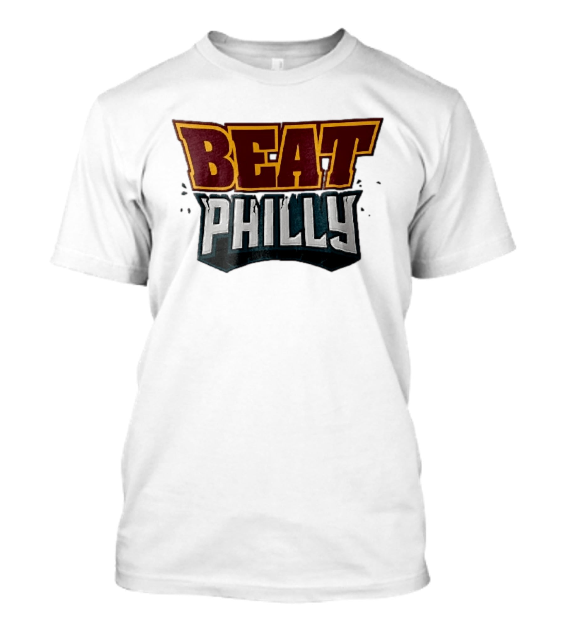 Beat Philly Burgundy Gold Cracked Block Shattered Debris T-Shirt