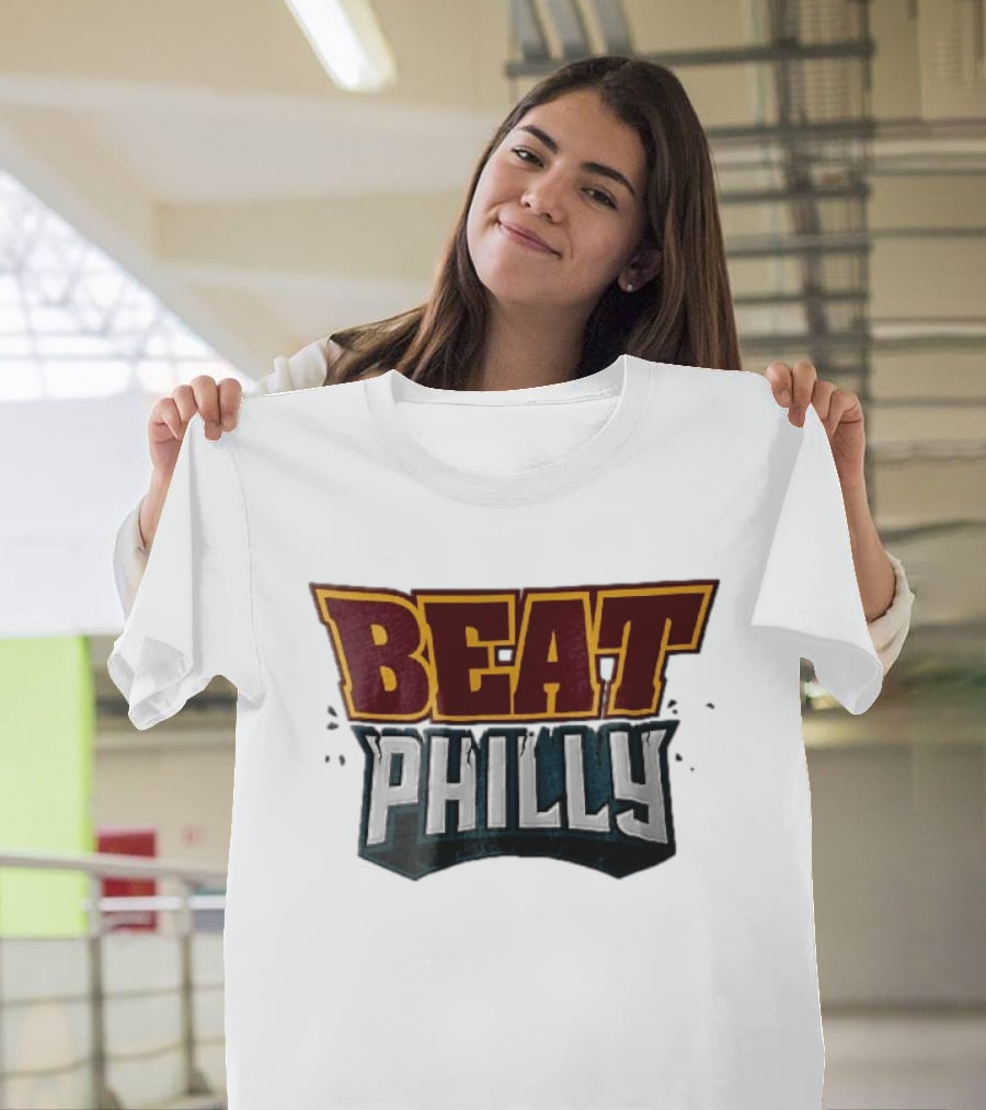 Beat Philly Burgundy Gold Cracked Block Shattered Debris T-Shirt