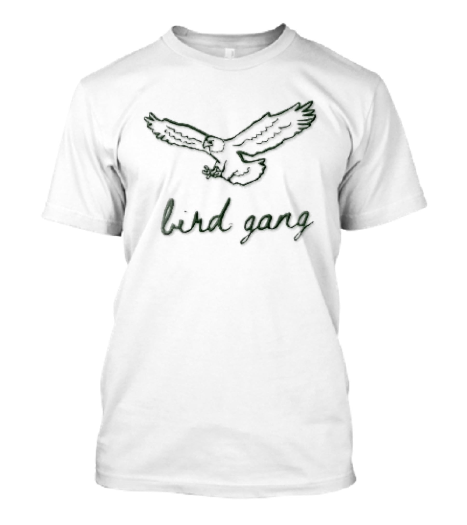 Bird Gang Flying Eagle Spreading Wings Green Line Sketch T-Shirt