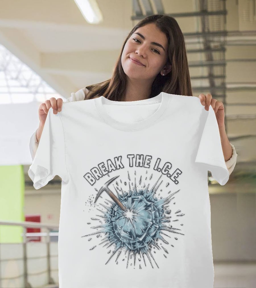 Break The Ice Pickaxe Shattering Frozen Sphere Splatter Shards T-Shirt