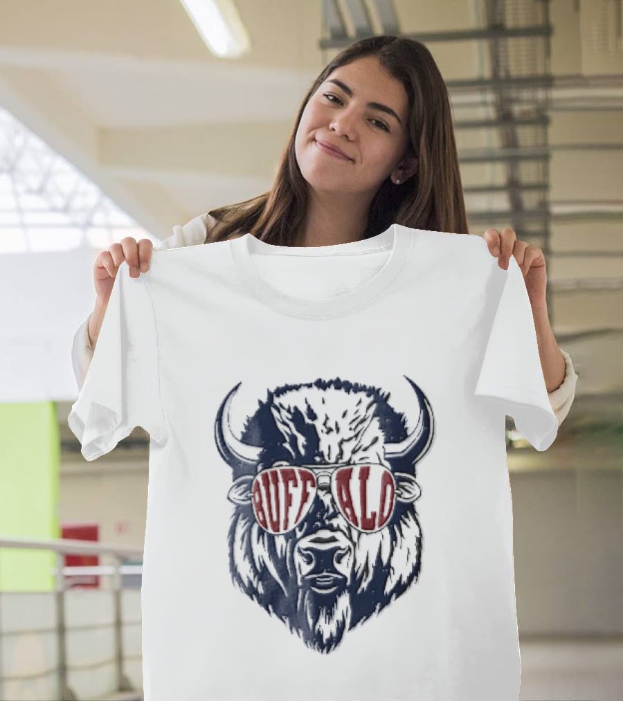 Buffalo Distressed Bison Aviator Sunglasses T-Shirt