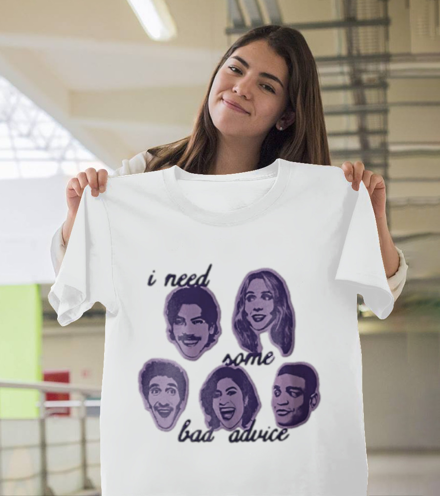 I Need Some Bad Advice Purple Monochromatic Five People Head Cutouts T-Shirt