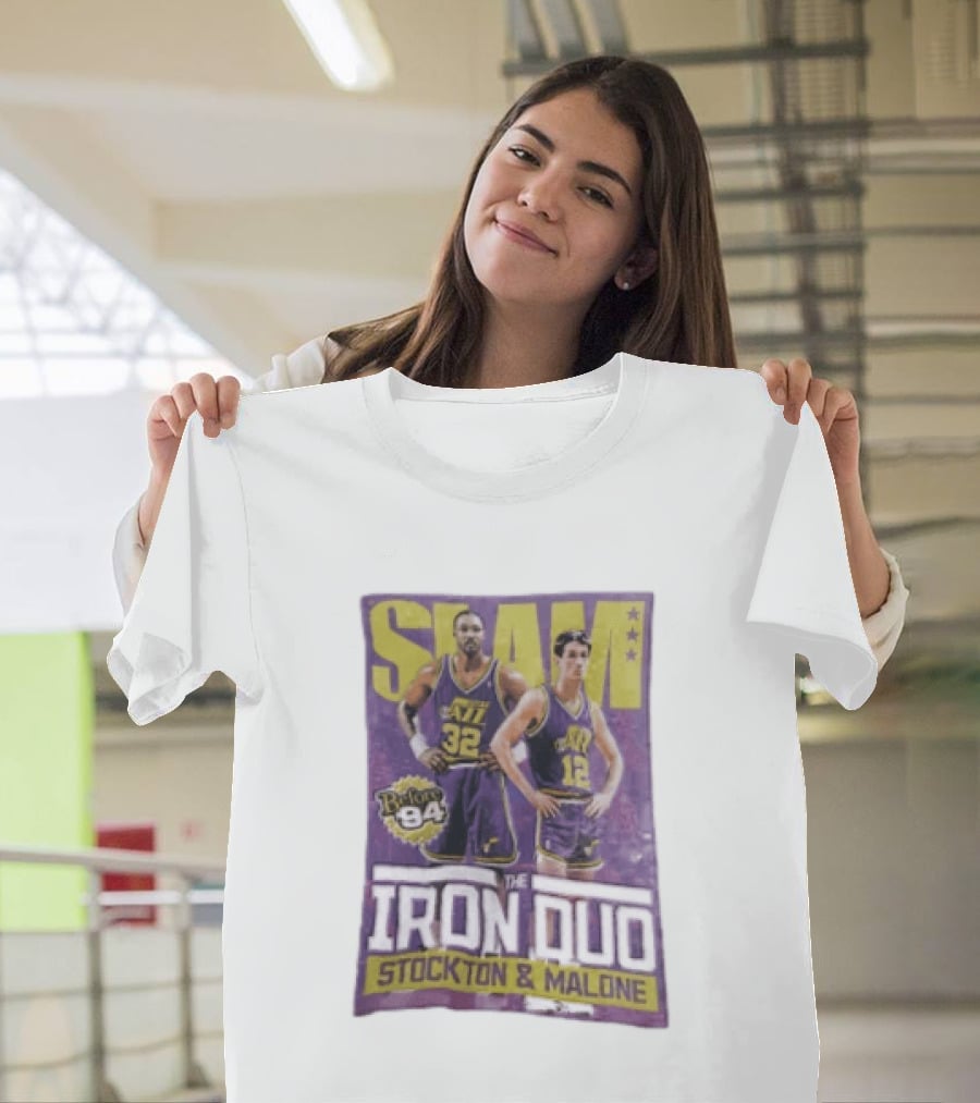 Slam Utah Jazz Before 94 Iron Duo Stockton Malone T-Shirt