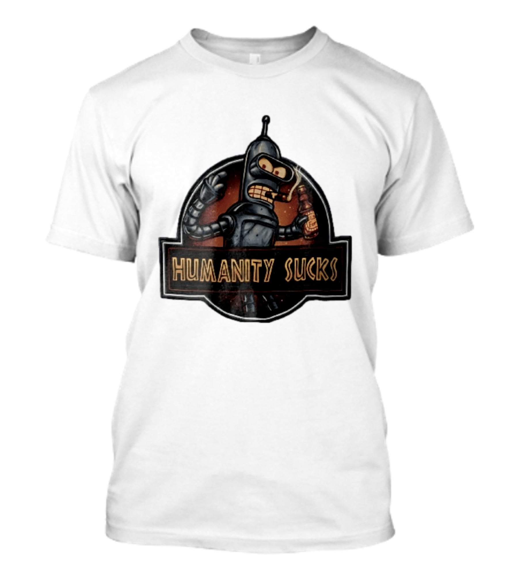 Humanity Sucks Robot Holding Beer T-Shirt