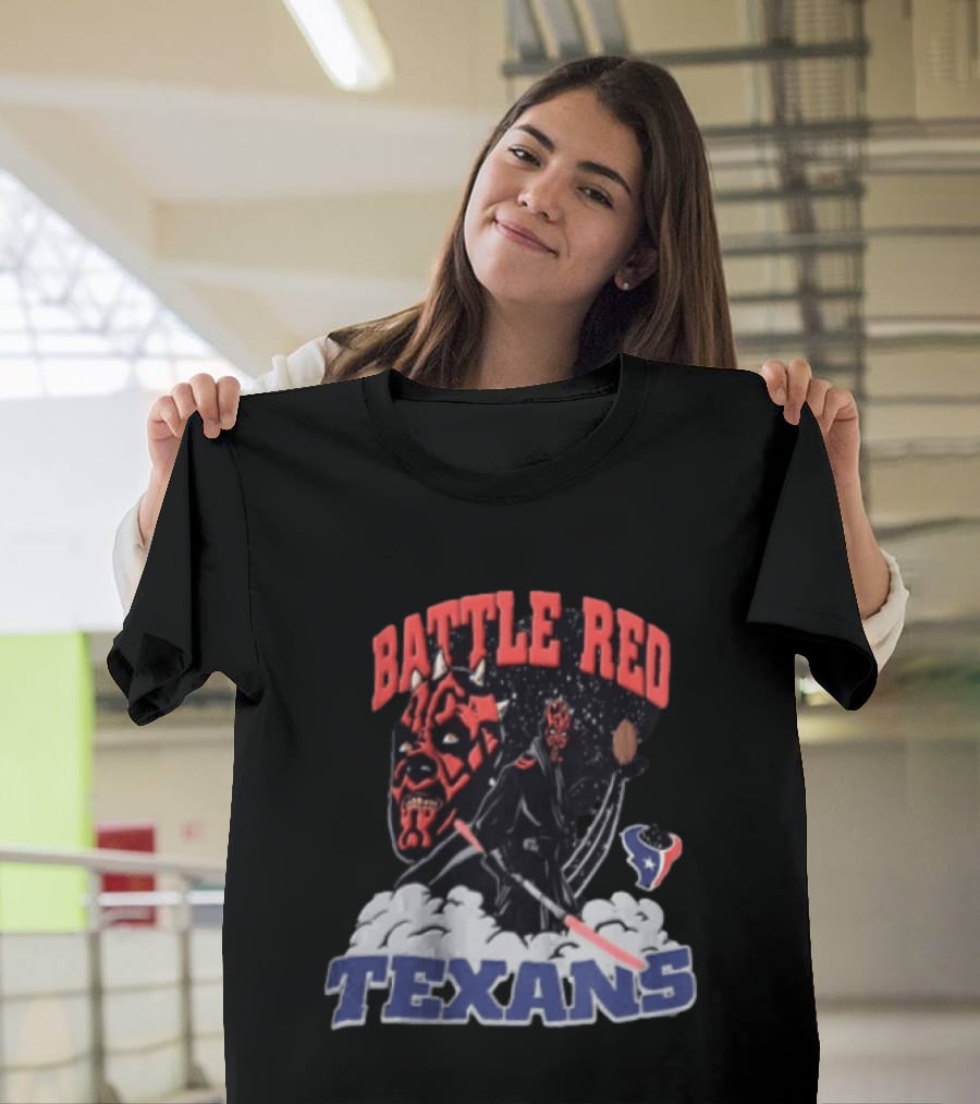 Battle Red Texans Football Star Wars Darth Maul NFL T-Shirt