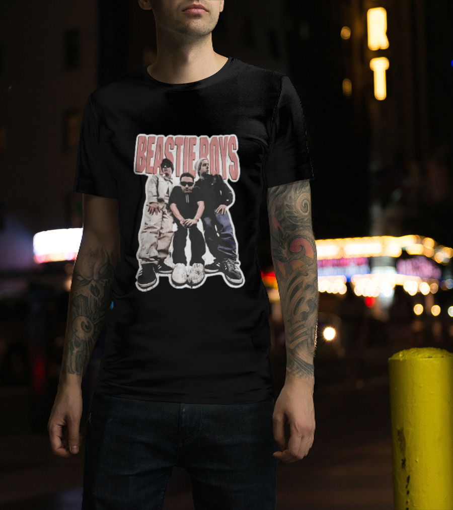 BEASTIE BOYS Three Band Members Group Photo Distressed Bootleg T-Shirt