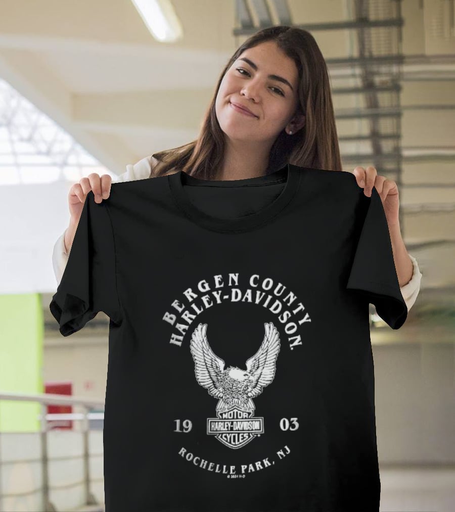 Bergen County Harley Davidson Motor Cycles Eagle Wings Rochelle Park NJ 1903 T-Shirt