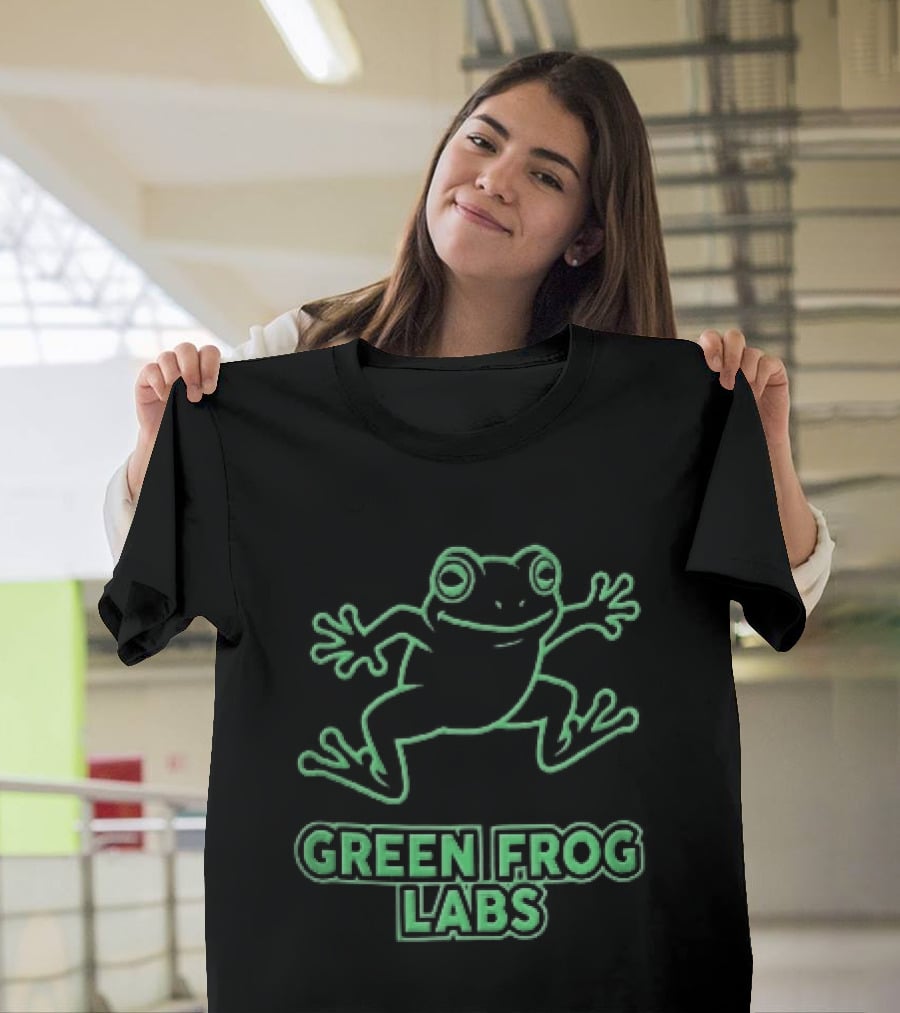 Green Frog Labs Cartoon Sprawling Amphibian Line T-Shirt