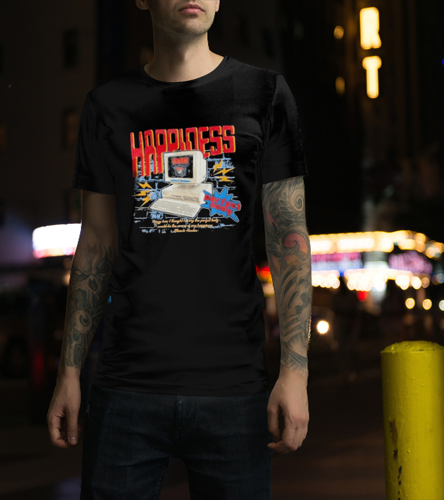 Happiness Perfect Body Retro Computer Lightning Bolts T-Shirt