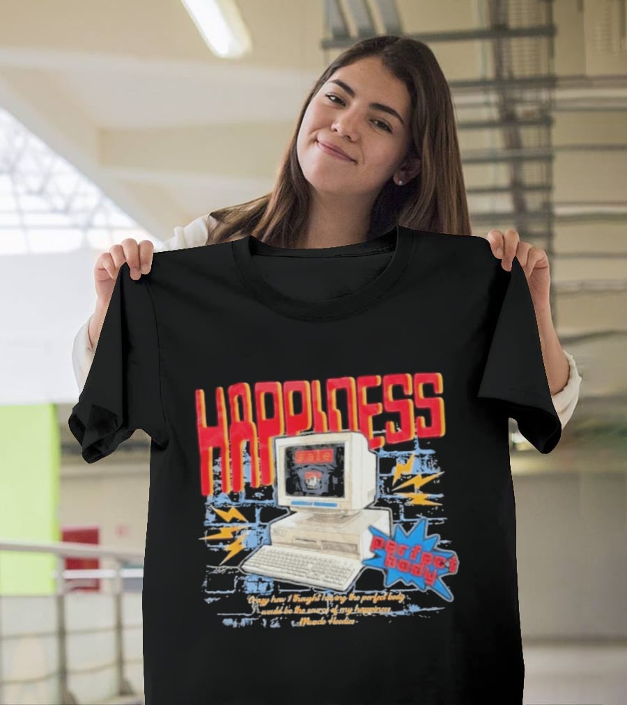 Happiness Perfect Body Retro Computer Lightning Bolts T-Shirt