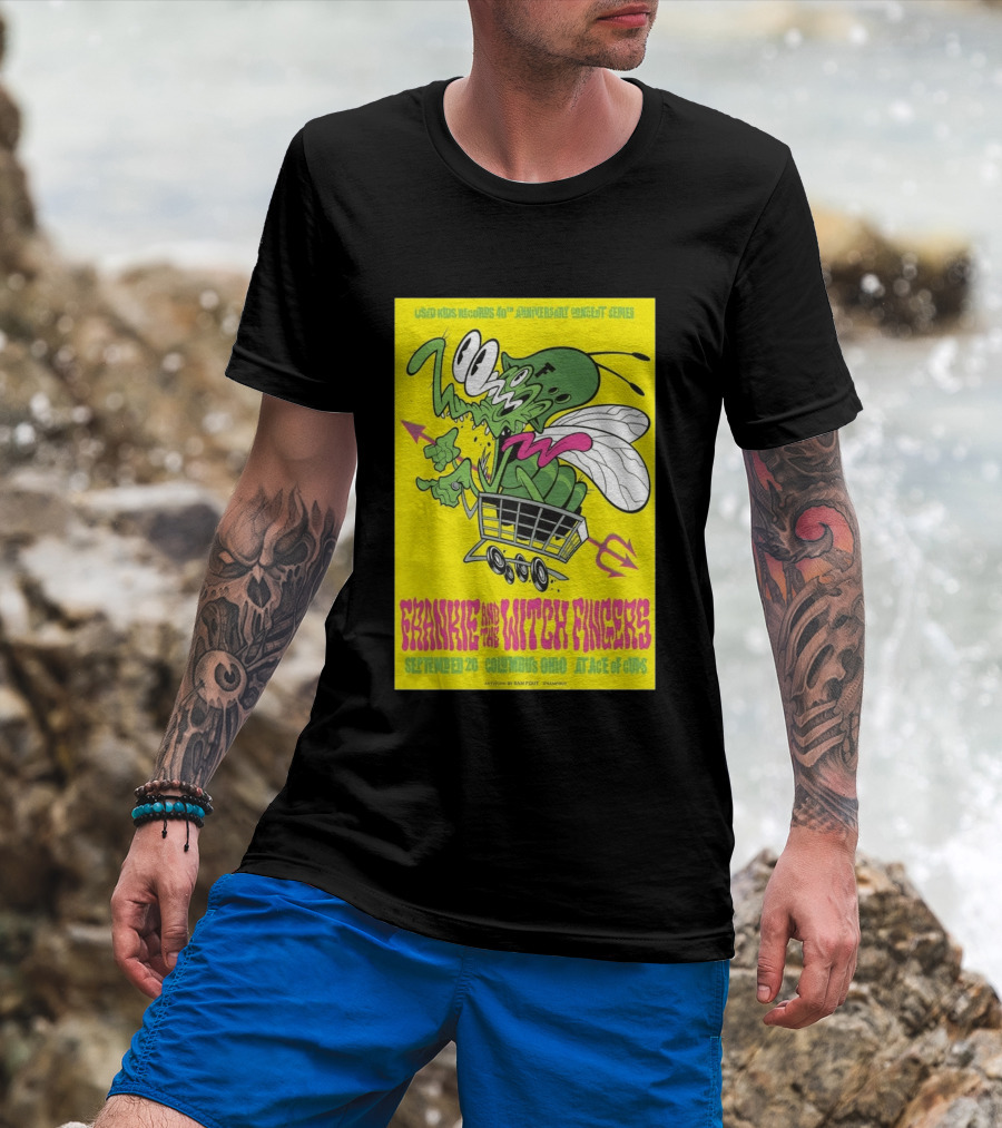 Used Kids Records 40th Anniversary Concert Series Frankie And The Witch Fingers September 20 Columbus Ohio At Ace Of Cups Artwork By Sam Fout T-Shirt