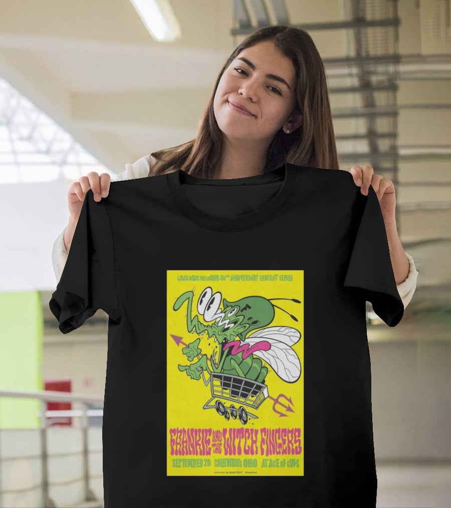 Used Kids Records 40th Anniversary Concert Series Frankie And The Witch Fingers September 20 Columbus Ohio At Ace Of Cups Artwork By Sam Fout T-Shirt