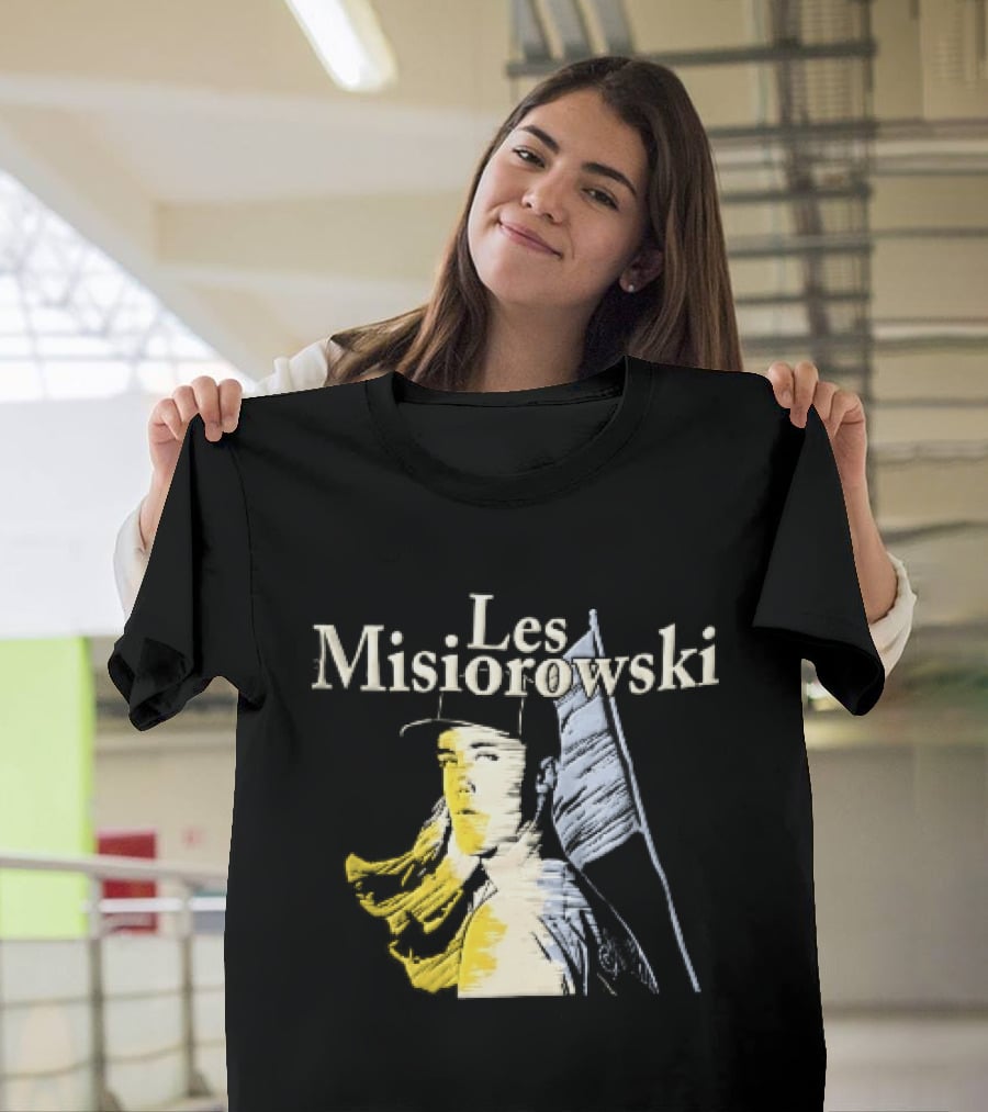 Les Misiorowski Baseball Pitcher Long Hair Flag Sketch T-Shirt