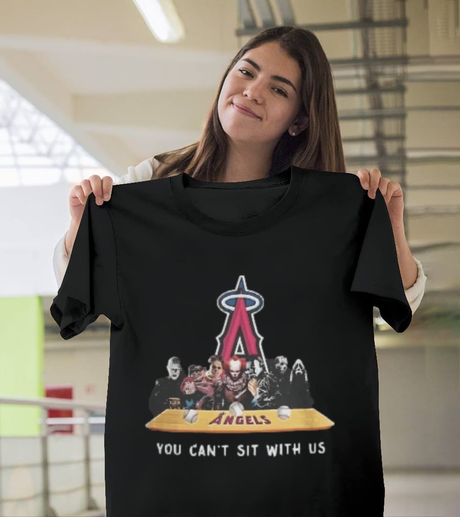 Los Angeles Angels MLB Horror Characters You Can't Sit With Us Bench Baseballs T-Shirt