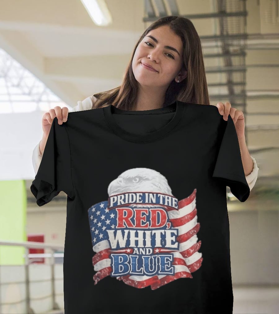 Pride In The Red White And Blue Bald Eagle American Flag T-Shirt