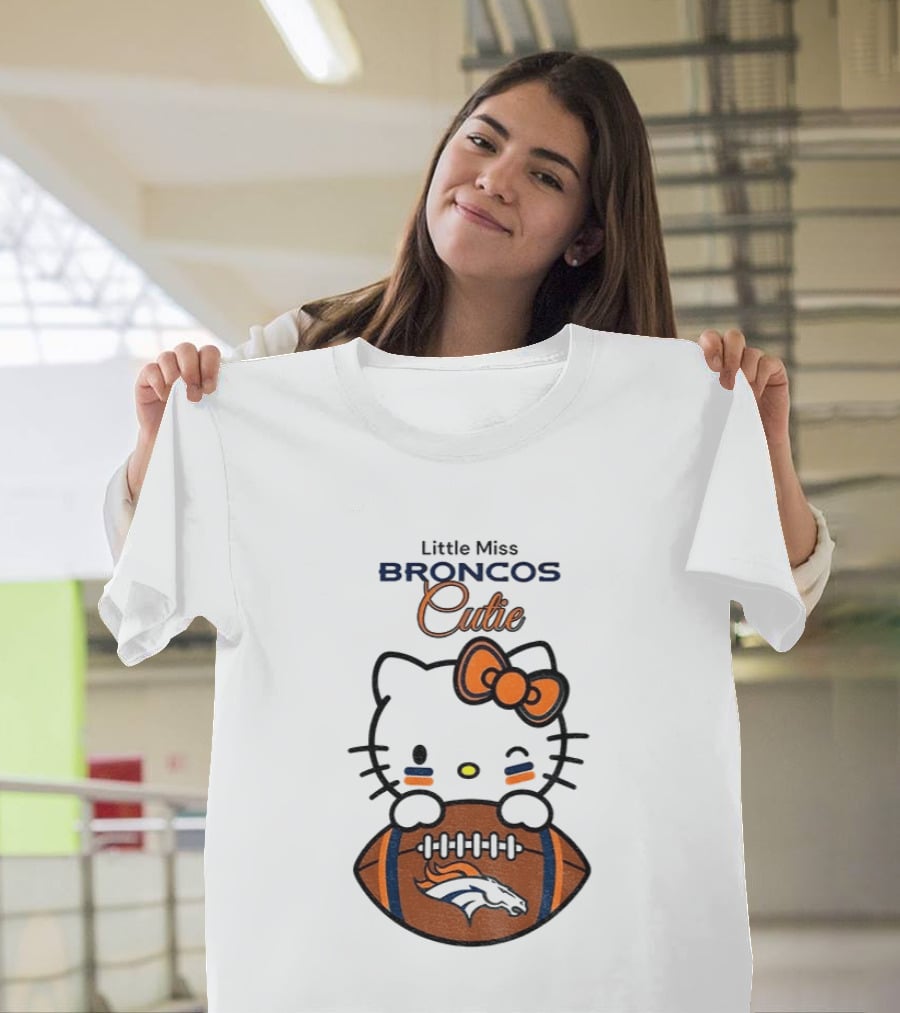 Little Miss Broncos Cutie Hello Kitty Football Fan T-Shirt