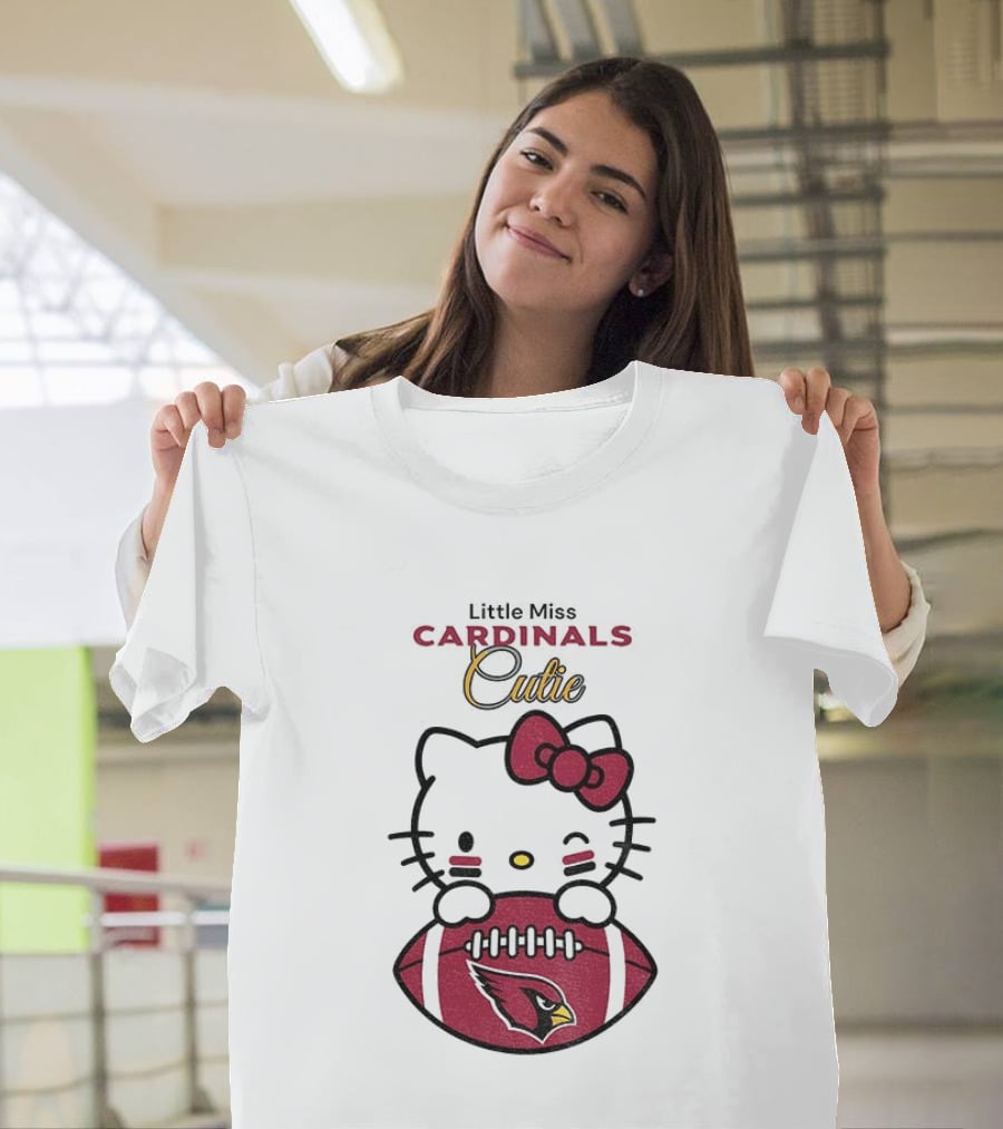 Little Miss Cardinals Cutie Hello Kitty Football T-Shirt