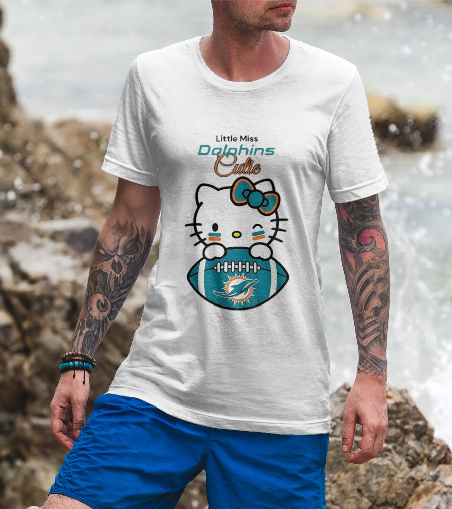 Little Miss Dolphins Cutie Hello Kitty Football T-Shirt