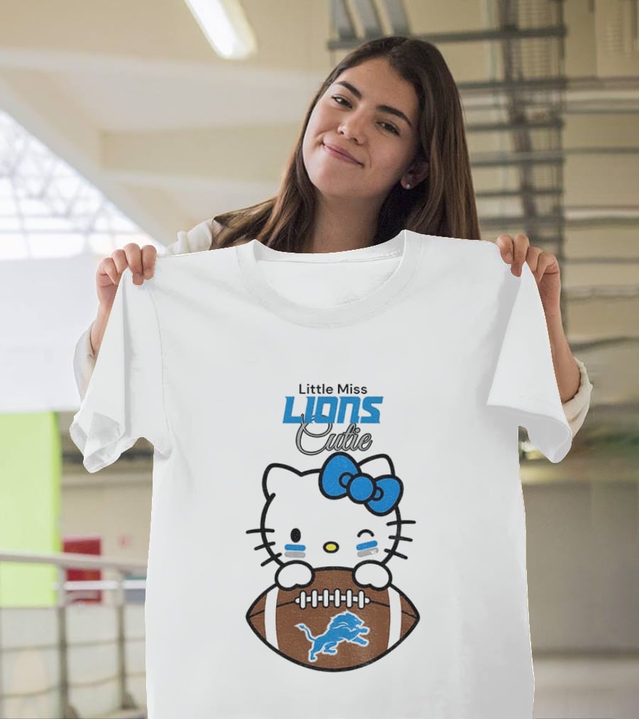 Little Miss Lions Hello Kitty Cute Football T-Shirt