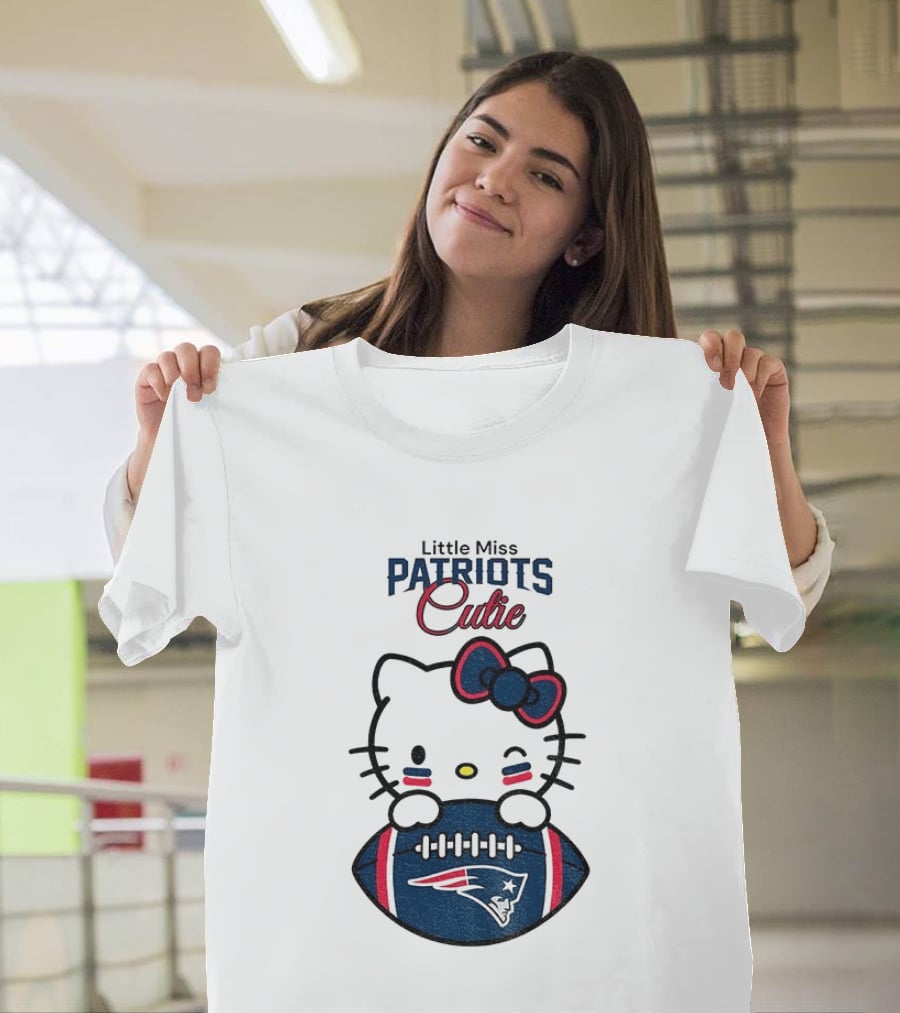 Little Miss Patriots Cutie Hello Kitty Football T-Shirt