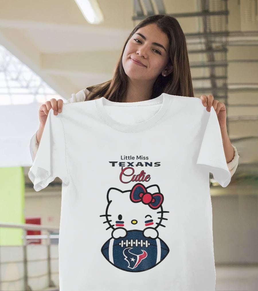 Little Miss Texans Cutie Hello Kitty Football T-Shirt