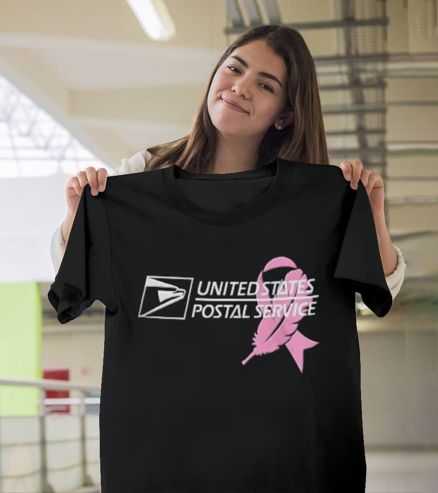 United States Postal Service Pink Breast Cancer Awareness Feather Ribbon T-Shirt