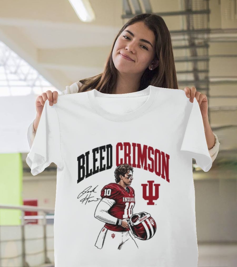 Bleed Crimson IU Football Number 10 Player Signature T-Shirt