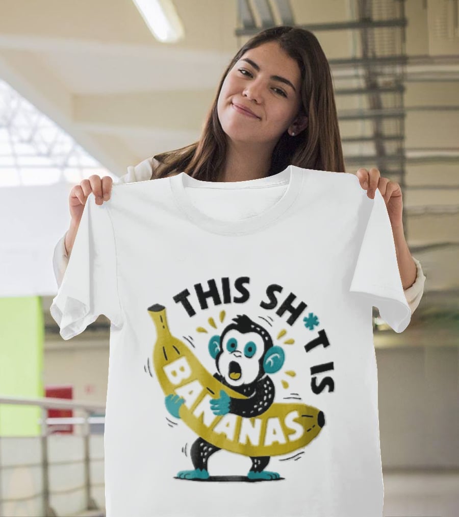 This Shit Is Bananas Surprised Monkey Holding Giant Fruit T-Shirt