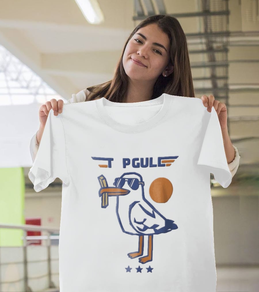 Top Gull Cartoon Seagull Sunglasses French Fries Sun Stars T-Shirt