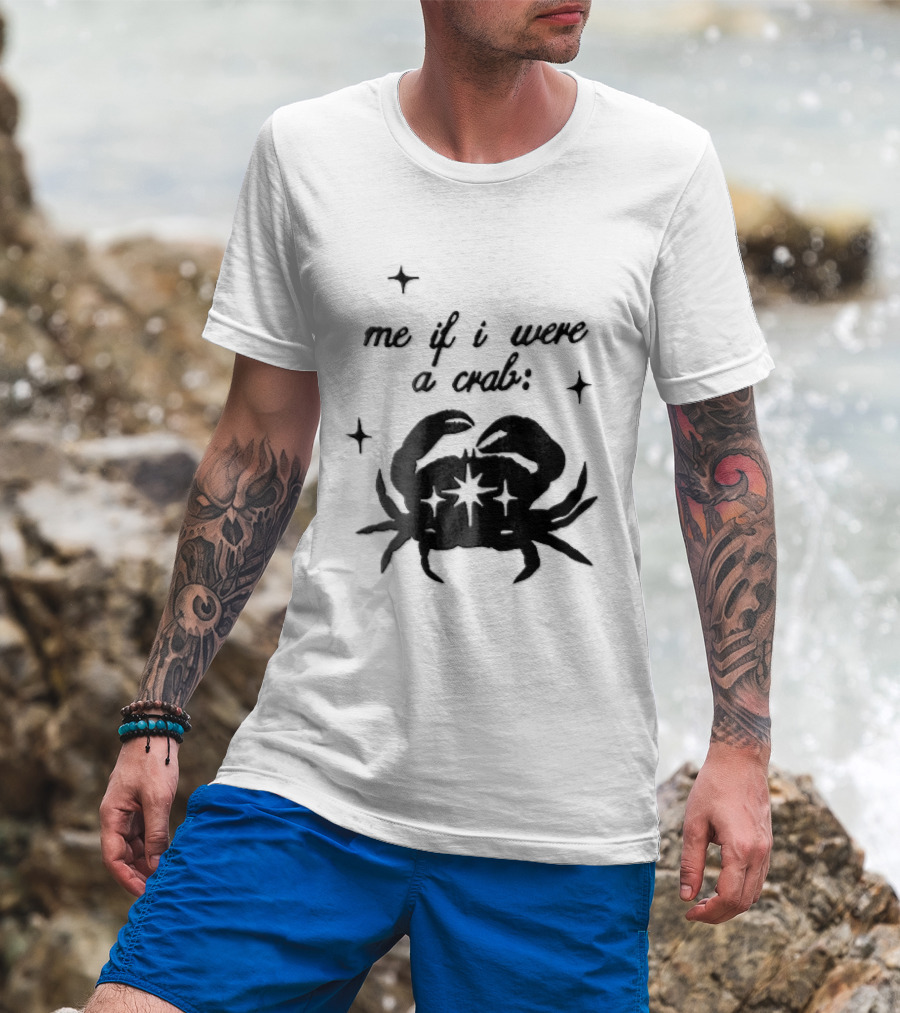 Me If I Were A Crab Crustacean Sparkles Silhouette Four Point Stars T-Shirt