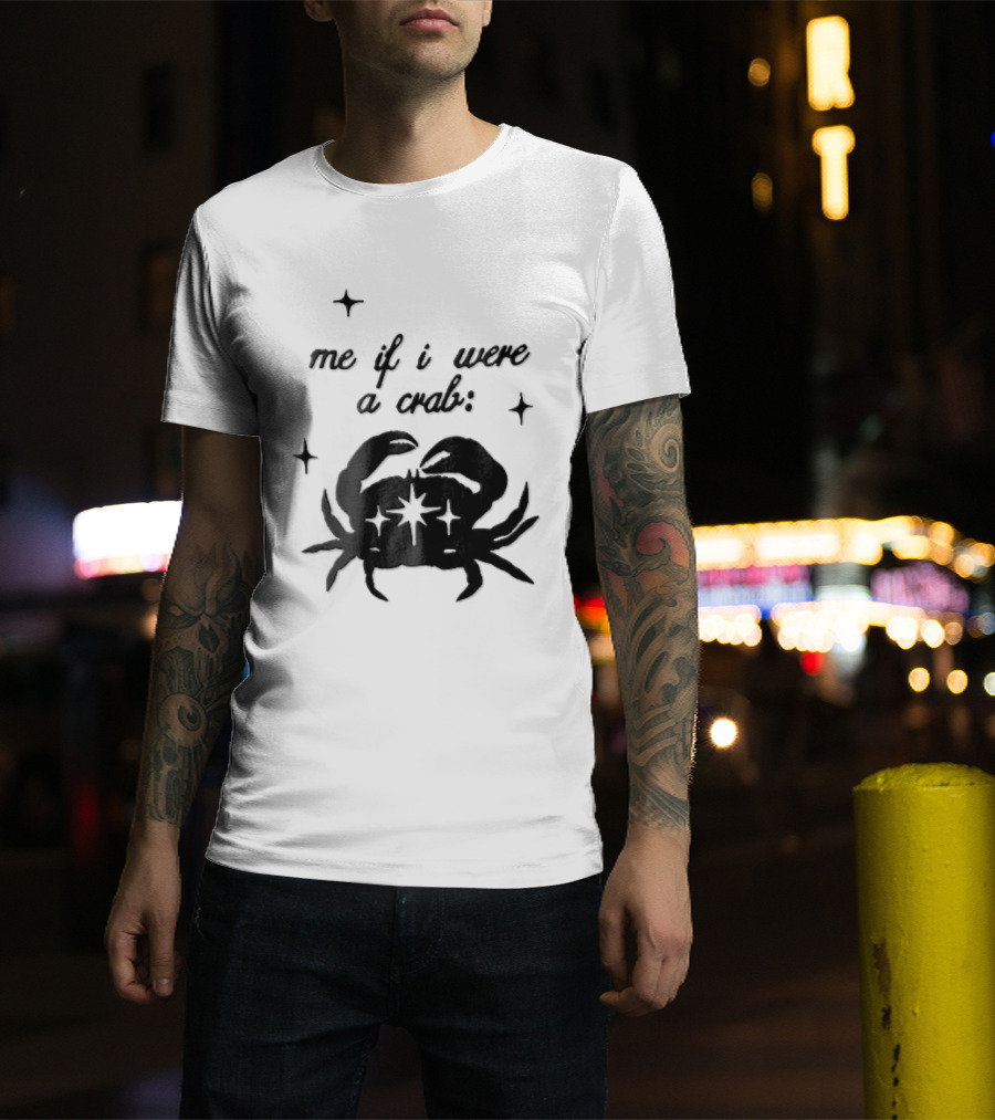 Me If I Were A Crab Crustacean Sparkles Silhouette Four Point Stars T-Shirt