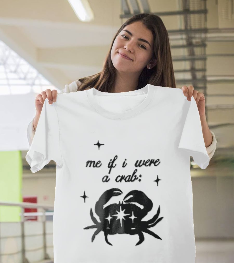 Me If I Were A Crab Crustacean Sparkles Silhouette Four Point Stars T-Shirt