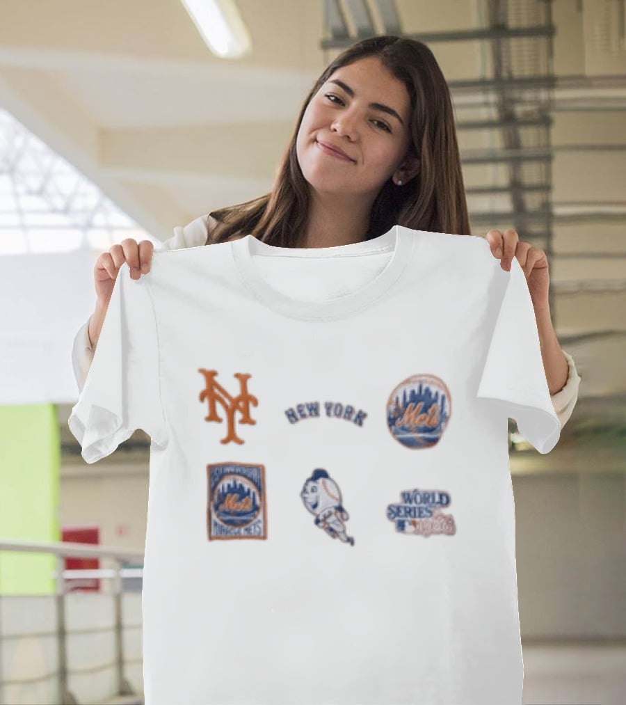New York Mets 25th Anniversary 1986 World Series Logos T-Shirt