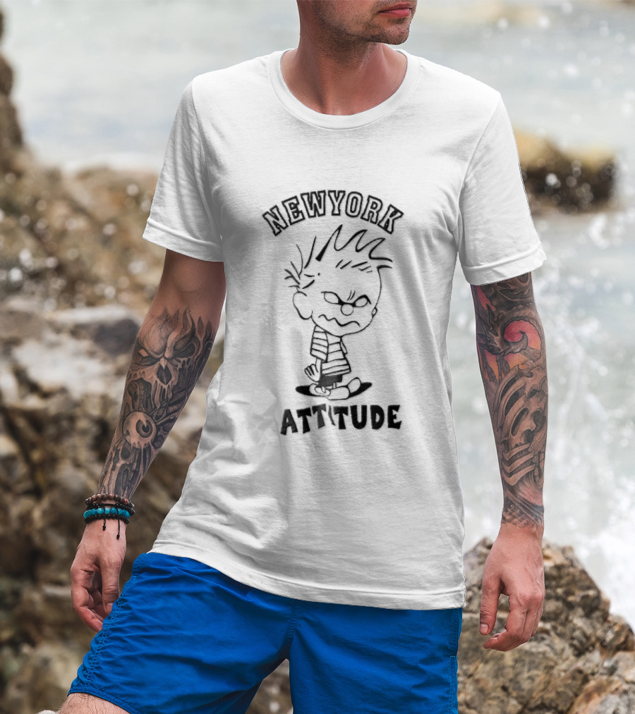 Newyork Attitude Bootleg Angry Spiky Hair Cartoon Boy T-Shirt