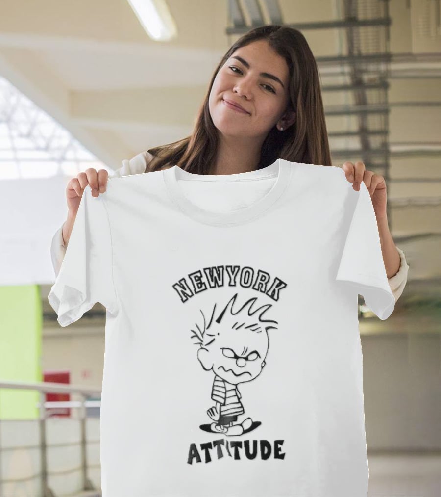 Newyork Attitude Bootleg Angry Spiky Hair Cartoon Boy T-Shirt